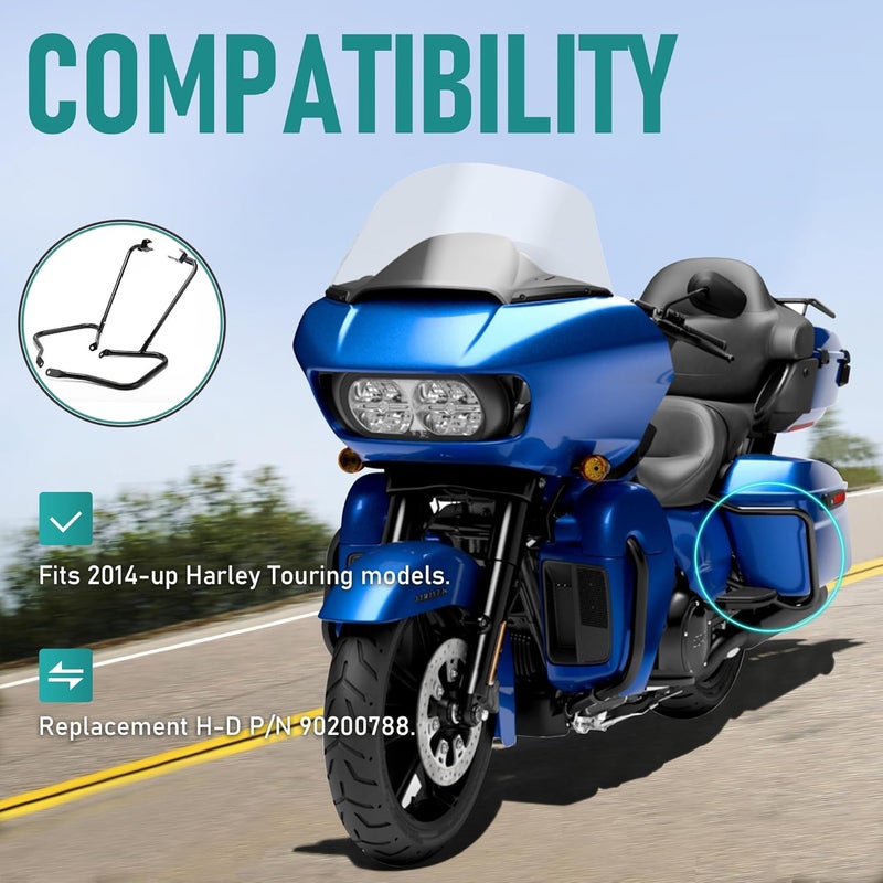 MoKitDora Touring Rear Saddlebag Bracket Guard Bars Compatible with 2014-up Harley Street Road Electra Glide Road King, Black - Image 2